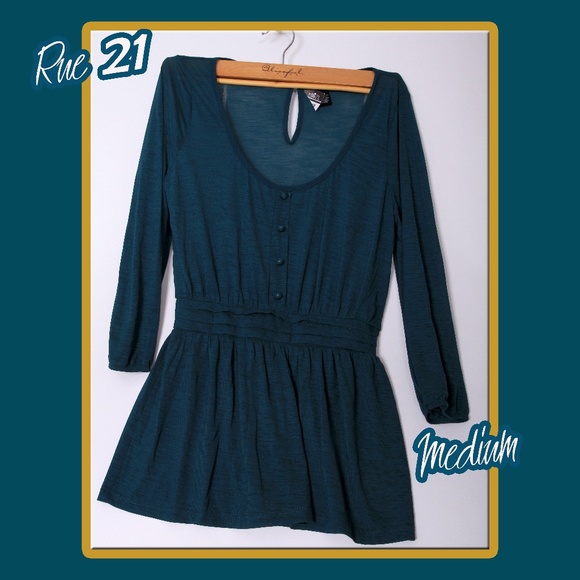 Rue21 Tops - Rue21 Teal Long Sleeve Top with a Ruffle Hem